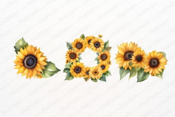 Download Watercolor Sunflower Summer Element Set - Flower Collection