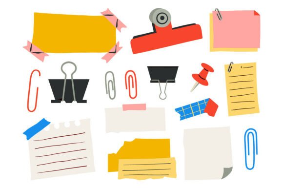 Download Hand Drawn Office Stationery Element Set - Stationery Collection