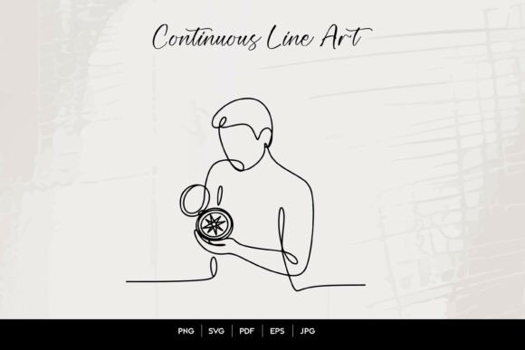 Download Man Holding Compass Line Art - Line art Collection