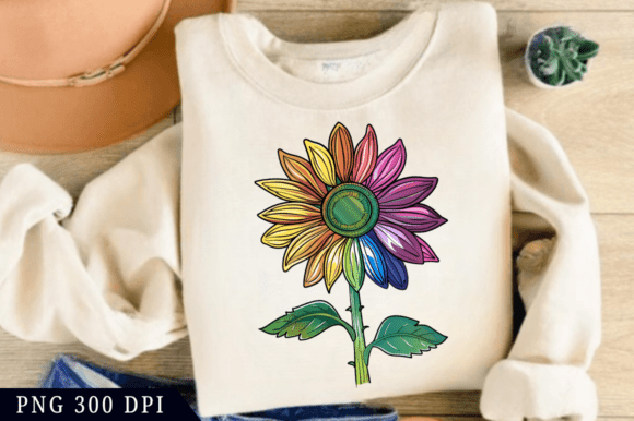 Download Rainbow Sunflower PNG Design - Flower Collection