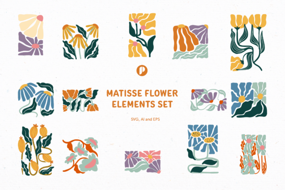 Download Colorful Matisse Flower Element Set - Flower Collection