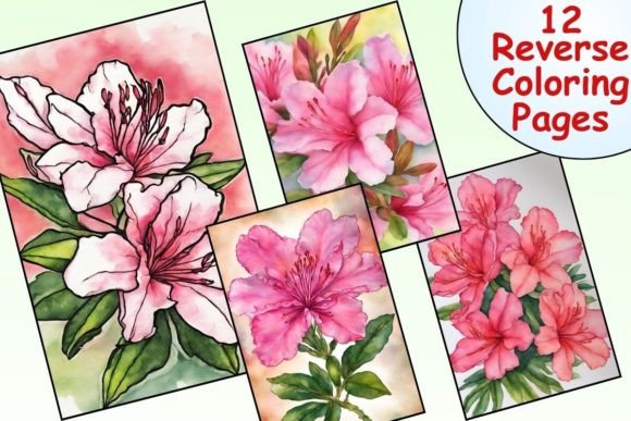 Download Azalea Flower Reverse Coloring Pages - Flower Collection