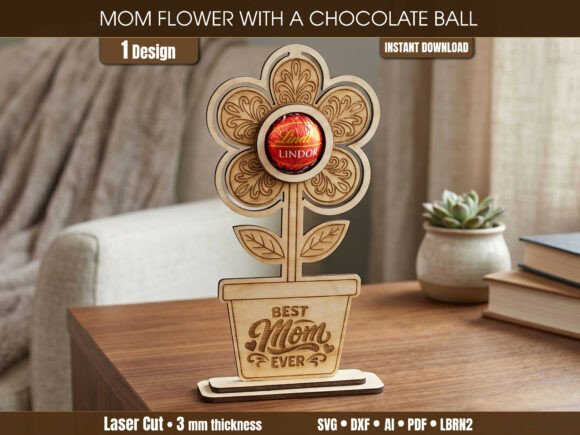 Download Mothers Day Chocolate Flower Holder SVG - Flower Collection