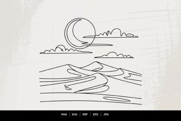 Download Moon Desert Landscape Line Art - Line art Collection