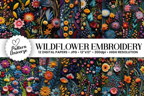 Download 3D Floral Wildflowers Embroidery Pattern - Flower Collection