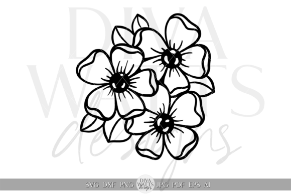 Download Flower Trio Silhouette Artwork SVG - Flower Collection