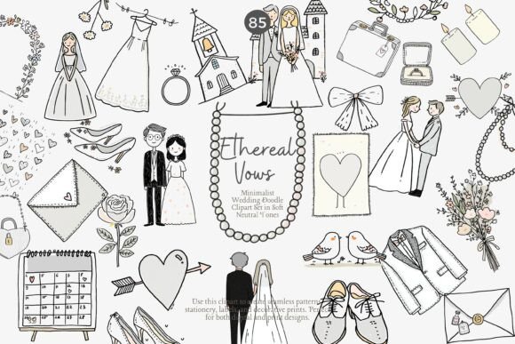 Download Minimalist Wedding Doodle Clipart Png - Minimalist Collection
