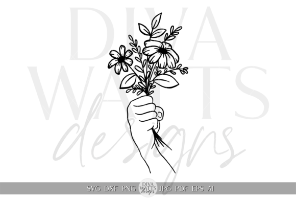 Download Hand with Flowers Silhouette Artwork SVG - Flower Collection