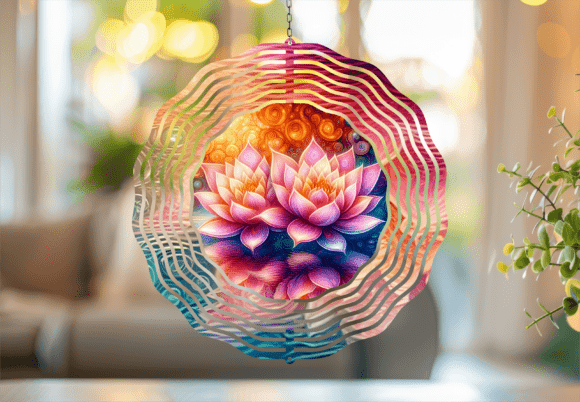 Download Lotus Flowers Spiritual Art Wind Spinner - Flower Collection