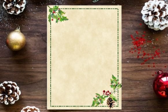 Download Holly and Pine Cone Christmas Stationery - Stationery Collection