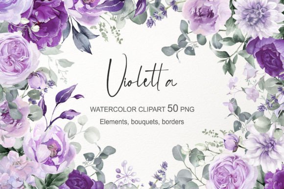 Download Purple Watercolor Flowers Clipart PNG - Flower Collection