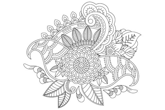 Download Outline Flower Pattern in Mehndi Style - Flower Collection